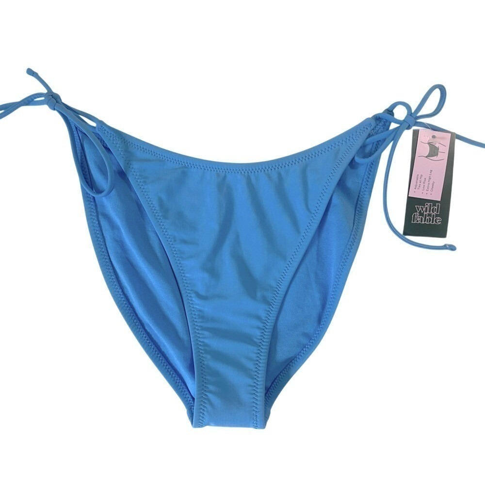 Wild Fable Low Rise Extra High Leg Cheeky Bikini Bottom Womens Medium Blue NWT